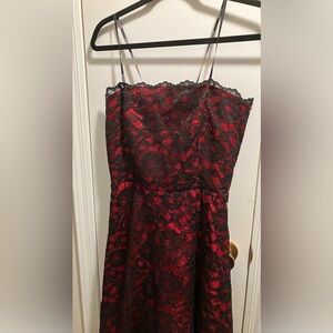 Strapless Red & Black lace Cocktail Dress